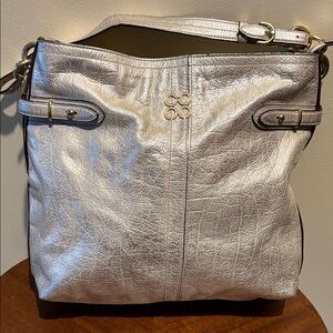 Coach  Colette  elevated leather Shoulder Bag. Hobo bag Op Art Gold metallic Ex